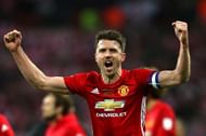 LONDON, ENGLAND - FEBRUARY 26:  Michael Carrick of Manchester United celebrates victory after the EFL Cup Final match between Manchester United and Southampton at Wembley Stadium on February 26, 2017 in London, England. Manchester United beat Southampton 3-2. (Photo by Michael Steele/Getty Images)